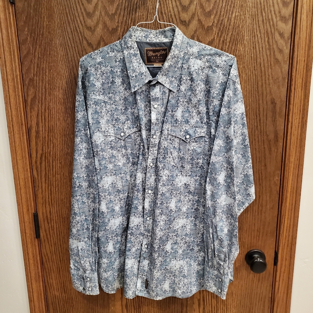 Men's Wrangler Retro Premium Western Shirt Peral Snap Long Sleeve  XXL